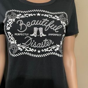 Brand new authentic Beautiful Disaster tee. Size L